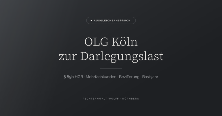 OLG Köln zur Darlegungslast