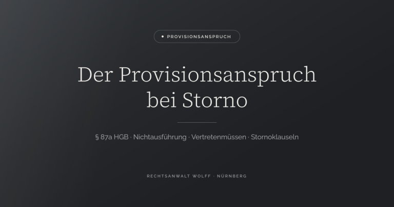 Der Provisionsanspruch bei Storno nach § 87a HGB
